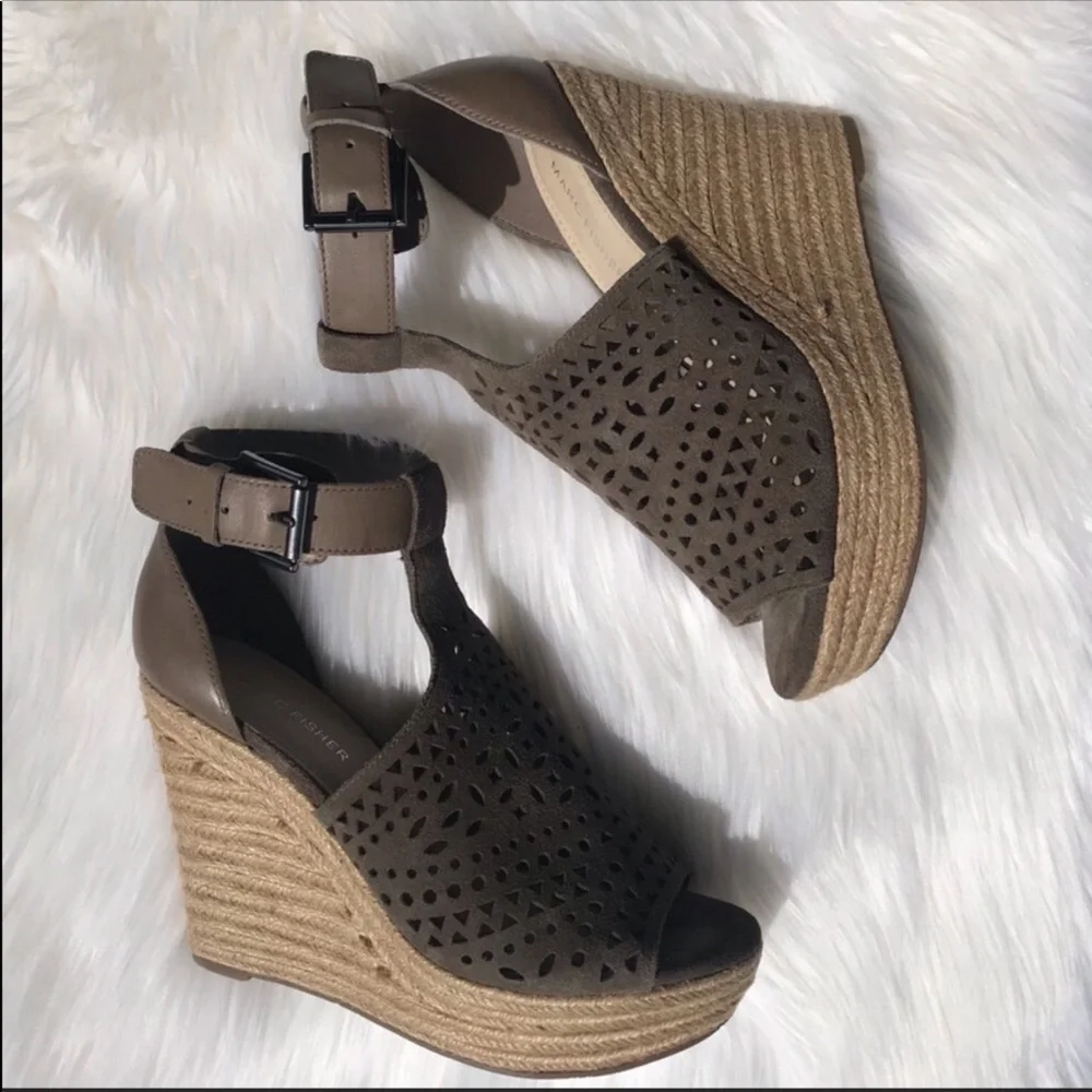 Marc Fisher Perforated Suede Hasina Wedges